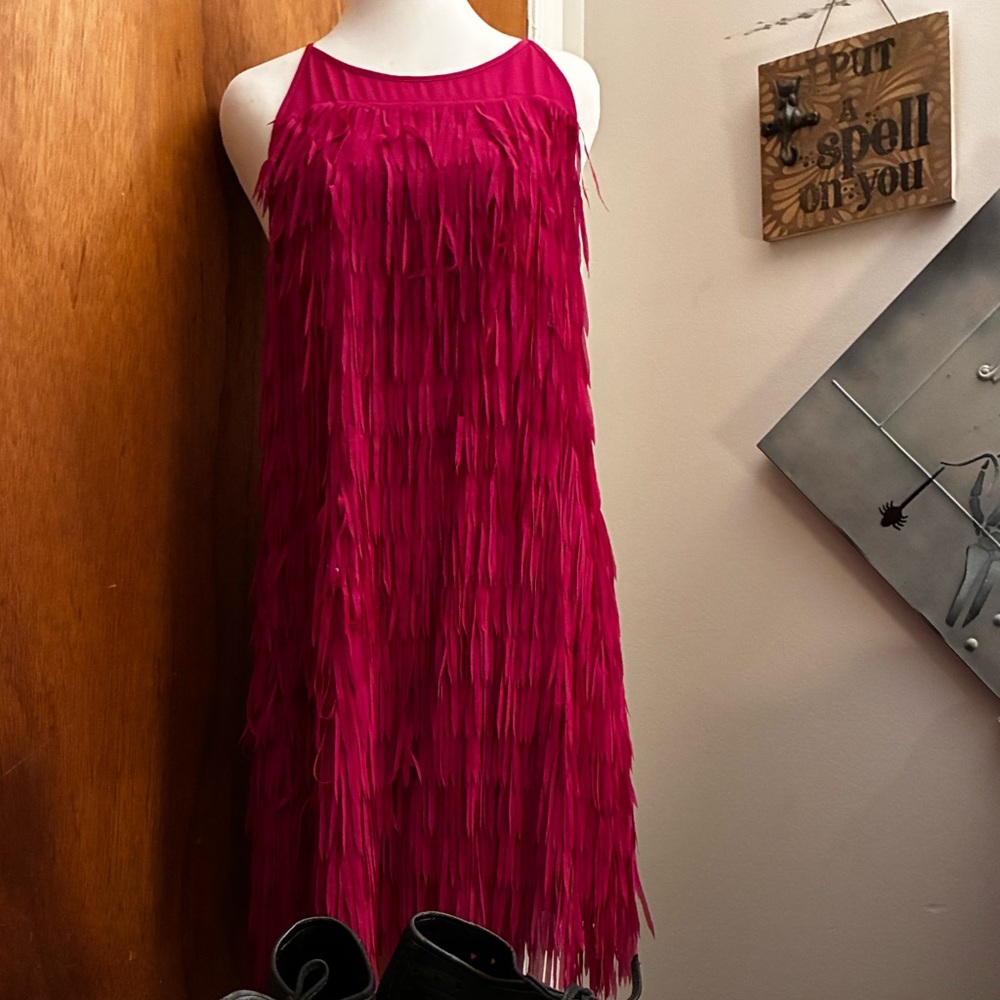 Urban Outfitters Vibrant Pink Fringe Dress